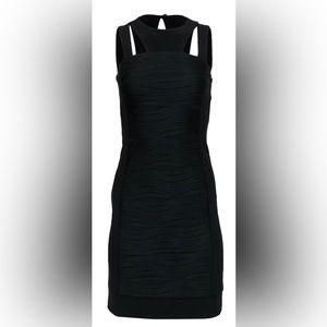 Joseph Ribkoff Black Ribbed Bodycon Dress w/ artistic shoulder cutouts - size 8